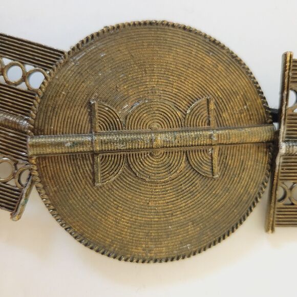 Vintage Rare Brass Boho Link Chain Medalion Heavy Belt Necklace - Picture 8 of 11